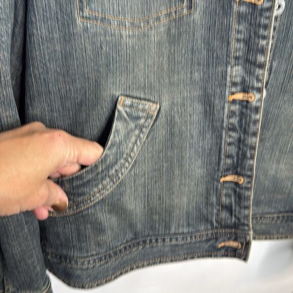 Chicos Platinum Denim Crystal Studded Medium Wash Jean Jacket W1123 Sz M - Picture 3 of 9